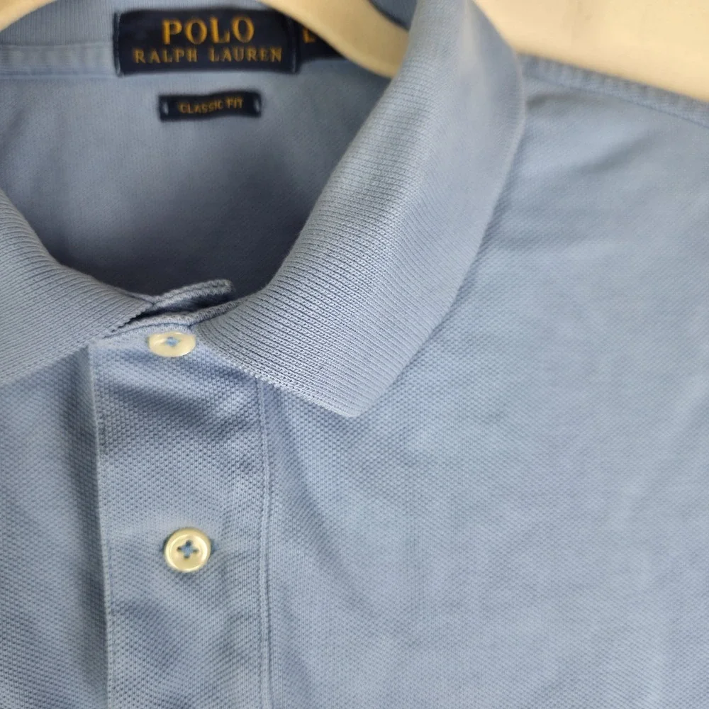 polo ralph lauren Mens Light Blue Polo Shirt Light Green Pony Size Lrg Classic‎